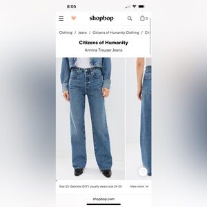 Citizens Of Humanity Aninna trouser jeans size 27 color pinnacle